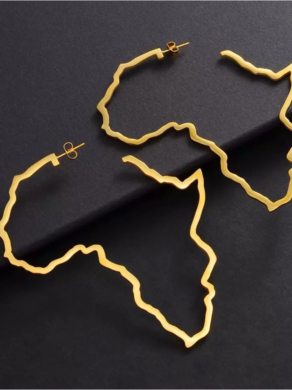 Gold Africa Outline Hoop Earrings9cm - Women Jewelry